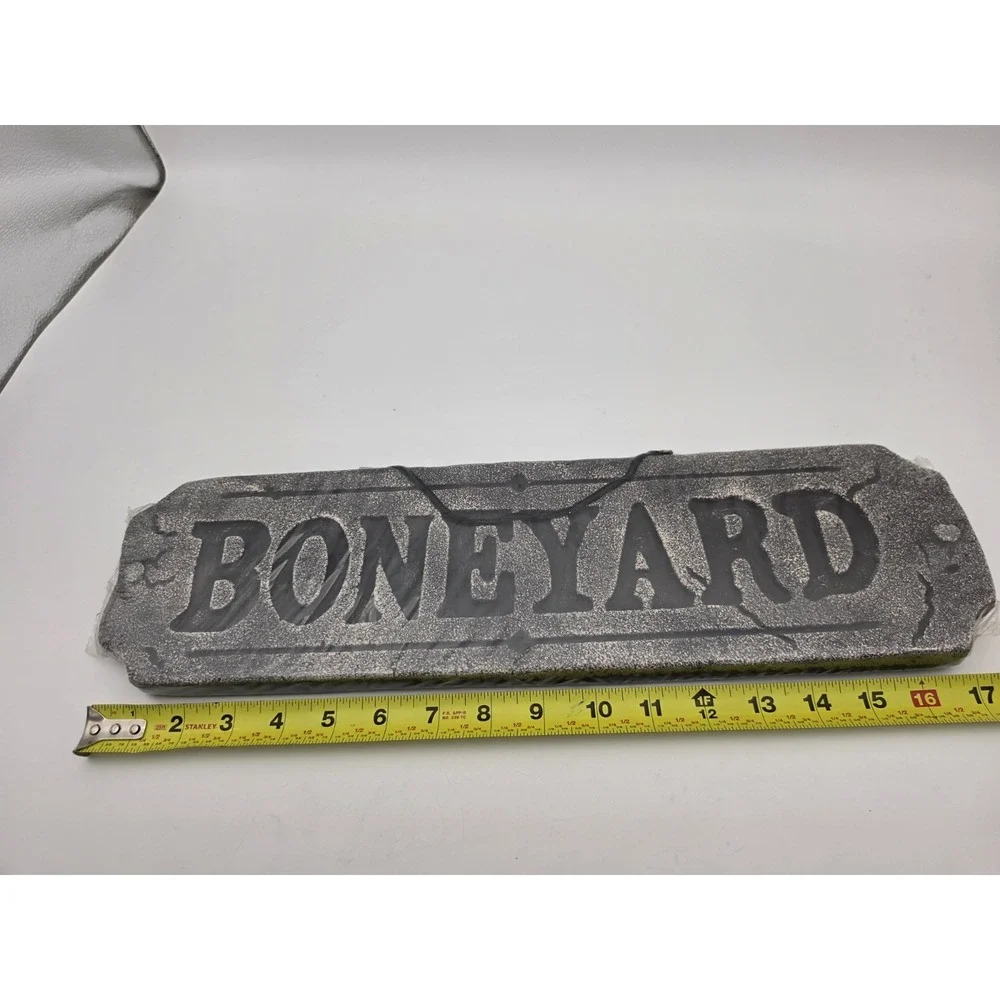 Nos Vtg Bone Yard Parlor Sign Halloween Skull Skeleton Decor